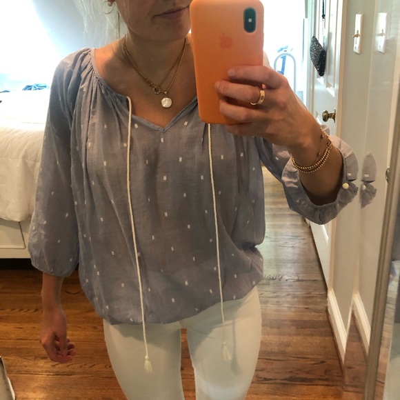 Jcrew Flowy Light Blue Pattern Tunic top - Picture 1 of 5